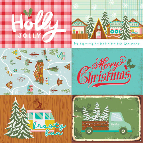 25 Pack - Snow Pine Lodge Double-Sided Cardstock 12"X12"-4X6 Elements - 5A0029QH-1GD0Y