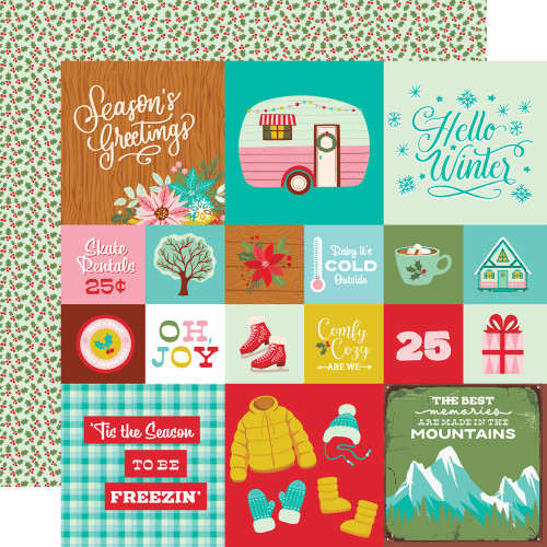 25 Pack - Snow Pine Lodge Double-Sided Cardstock 12"X12"-2X2/4X4 Elements - 5A0029QH-1GD1Z - 810150773217