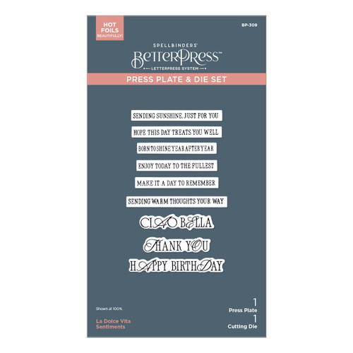 Spellbinders BetterPress Plate & Die Set-La Dolce Vita Sentiments - 5A0032M9-1H4BX - 810176105115