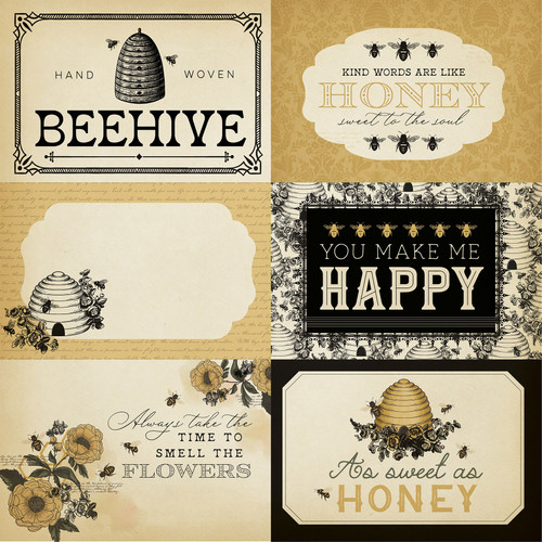 25 Pack - Honey Bee Double-Sided Cardstock 12"X12"-6X4 Journaling Cards - 5A0033HW-1H56Z