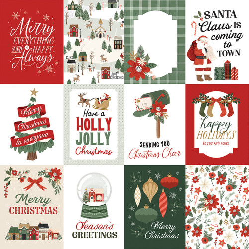 25 Pack - Christmas Village Double-Sided Cardstock 12"X12"-3X4 Journaling - 5A0033KZ-1H585