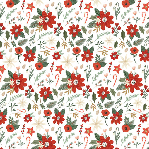 25 Pack - Christmas Village Double-Sided Cardstock 12"X12"-Verry Merry Floral - 5A0033KZ-1H58H