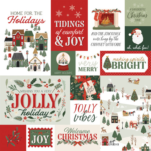 25 Pack - Christmas Village Double-Sided Cardstock 12"X12"-Multi Journaling Cards - 5A0033KZ-1H58J