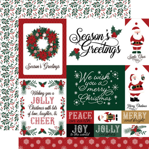 25 Pack - Santa Claus Double-Sided Cardstock 12"X12"-Multi Journaling Cards - 5A0033PT-1H5BT - 810192595679