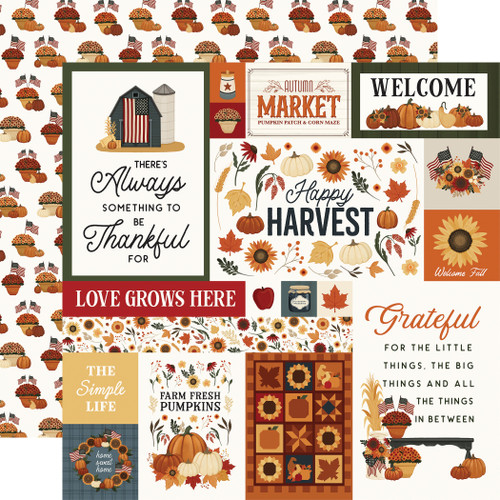 25 Pack - Americana Double-Sided Cardstock 12"X12"-Harvest Journaling Cards - 5A0033GQ-1H565 - 810192596096
