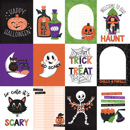 25 Pack - Ghosts And Goblins Double-Sided Cardstock 12"X12"-3X4 Journaling Cards - 5A0033B1-1H52S