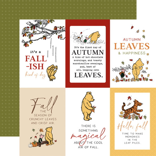 25 Pack - Winnie The Pooh Autumn Double-Sided Cardstock 12"X12"-4X6 Journaling Cards - 5A0033BQ-1H53L - 810192591800