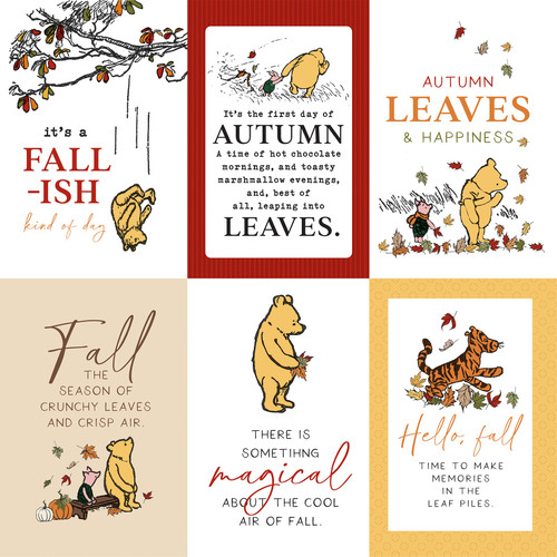 25 Pack - Winnie The Pooh Autumn Double-Sided Cardstock 12"X12"-4X6 Journaling Cards - 5A0033BQ-1H53L