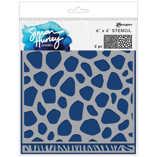 3 Pack - Simon Hurley create. Stencil 6"X6"-Animal Prints - 5A00396R-1H8BP - 789541091707