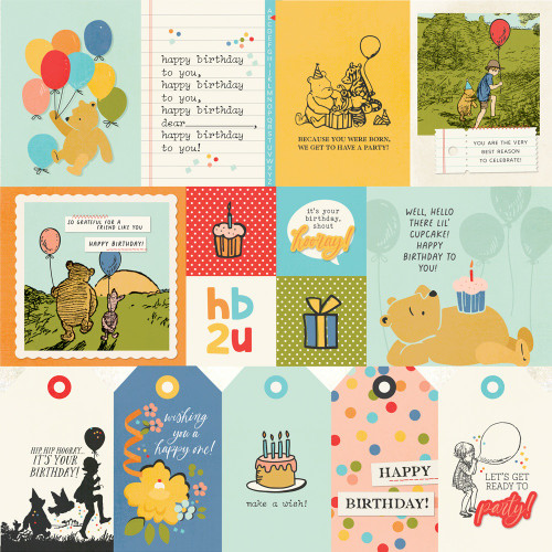 25 Pack - Say Cheese Classic Pooh Birthday Double-Sided Cardstock-Elements 1 - 5A0032C6-1H40K