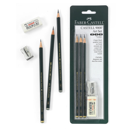 2 Pack - Faber-Castell 9000 Castell Graphite Pencil Art Set-Set of 3 - 5A0035V7-1H751