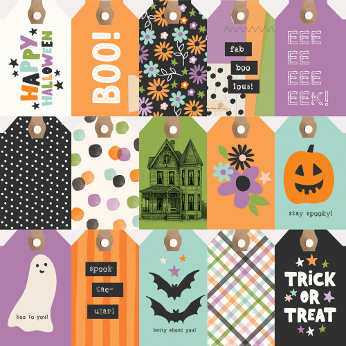 25 Pack - Spooky Things Double-Sided Cardstock 12"X12"-Tag Elements - 5A003297-1H3Y9