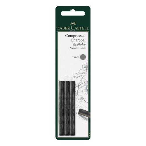 Faber-Castell Pitt Compressed Charcoal Sticks 3/PKG-Soft - 5A0035VB-1H75B - 4005401299974