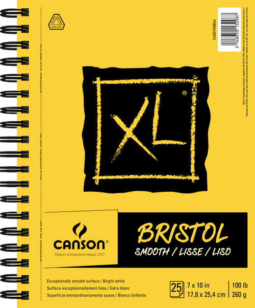 Canson XL Bristol Smooth Pad 7"X10"-Wire Bound, 25 Sheets - 5A002ZWK-1H1FX - 3148950132987