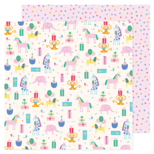 25 Pack - Pebbles All The Cake Double-Sided Cardstock 12"X12"-Party Animals - PBAC12-22062 - 765468060552