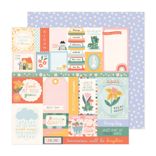 25 Pack - Pebbles Sunny Bloom Double-Sided Cardstock 12"X12"-Blessings - SNBL12-30108 - 765468073637