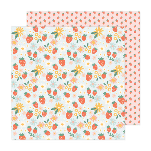 25 Pack - Pebbles Sunny Bloom Double-Sided Cardstock 12"X12"-Strawberry - SNBL12-30113 - 765468073682