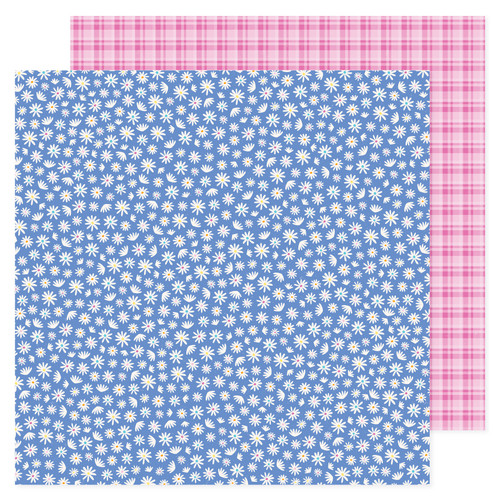 25 Pack - Pebbles All The Cake Double-Sided Cardstock 12"X12"-Blue Flowers - PBAC12-22057 - 765468060507