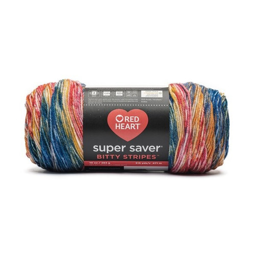 2 Pack - Red Heart Super Saver Bitty Stripes-Sunset Beach - 5A002X8Q-1H8CY - 073650080814