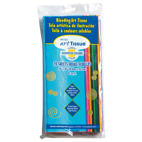 3 Pack - Spectra Deluxe Bleeding Art Tissue 20 Assorted Colors-20"X30", 20 Sheets - 5A0035HR-1H6T6 - 029444585065