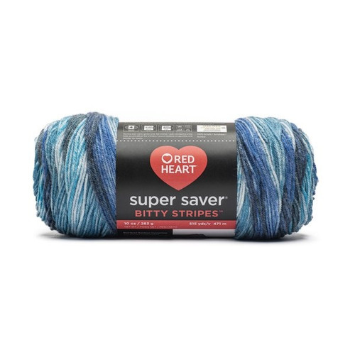 2 Pack - Red Heart Super Saver Bitty Stripes-Stripes Horizon - 5A002X8Q-1H8D1 - 073650080876