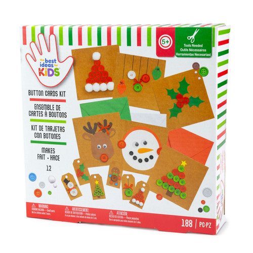 Colorbok Kids Christmas Holiday Card Kit-Button Craft - 5A0039DQ-1H8MB - 718813534895