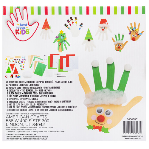 4 Pack - Colorbok Kids Christmas Holiday Card Kit-Hand Print - 5A0039DS-1H8M8