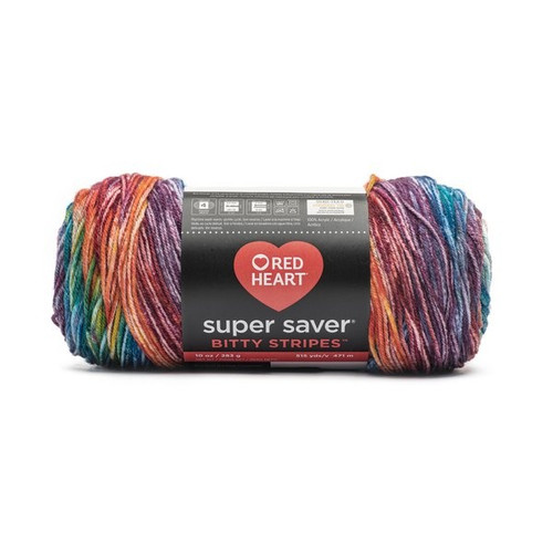 Red Heart Super Saver Bitty Stripes-Crayon Box - 5A002X8Q-1H8CZ - 073650080821