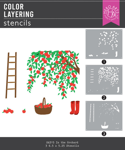 Hero Arts I Pick You Color Layering Stencils-In The Orchard - 5A0039CS-1H8J7 - 085700949750