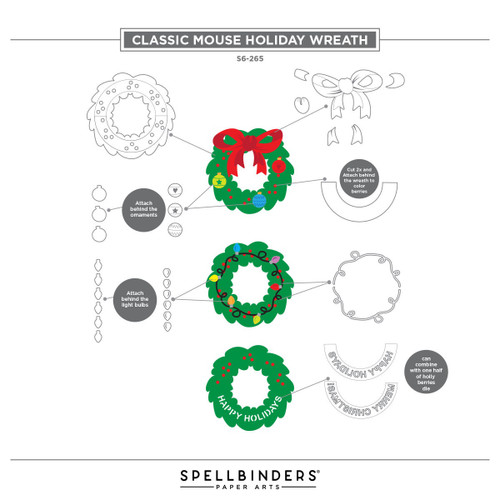 Spellbinders Etched Dies -Classic Mouse Holiday Wreath - 5A0039BS-1H8GS Spellbinders Etched Dies -Classic Mouse Holiday Wreath - 5A0039BS-1H8GS