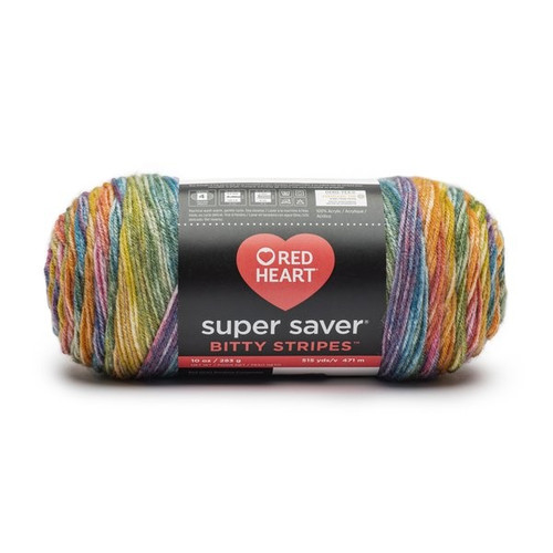 2 Pack - Red Heart Super Saver Bitty Stripes-Stripes Rainbow - 5A002X8Q-1H8CT - 073650080739