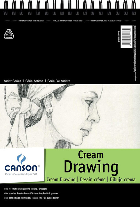 Canson Artist Series Cream Drawing 9"X12"-Side Wire, 60 Sheets - 5A0035X6-1H76P - 3148950103277