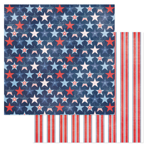 25 Pack - Flags And Frills Double-Sided Cardstock 12"X12"-Star-Spangled Glory - ACFF12-30301 - 765468074818