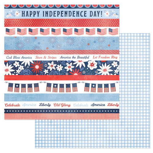 25 Pack - Flags And Frills Double-Sided Cardstock 12"X12"-Independence - ACFF12-30308 - 765468074887