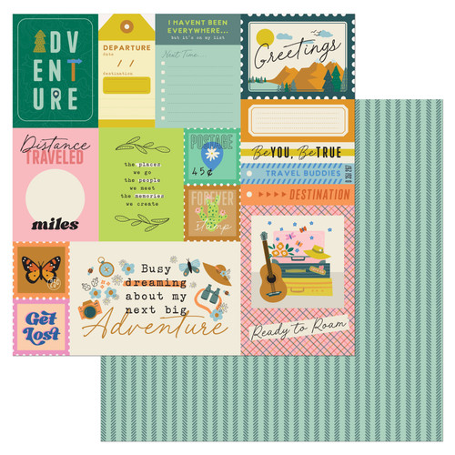 25 Pack - American Crafts Patterned Double-Sided Cardstock 12"X12"-Ready to Roam, Coast-to-Coast - AC2C12-25917 - 765468076478