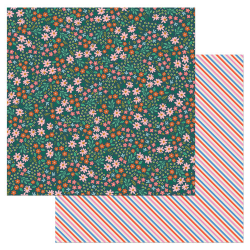 25 Pack - American Crafts Patterned Double-Sided Cardstock 12"X12"-Floral Wanderings, Coast-to-Coast - AC2C12-25919 - 765468076492
