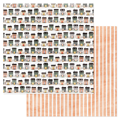 25 Pack - American Crafts Patterned Double-Sided Cardstock 12"X12"-Farmstead Harvest - Houses - ACFH12-24720 - 765468060026