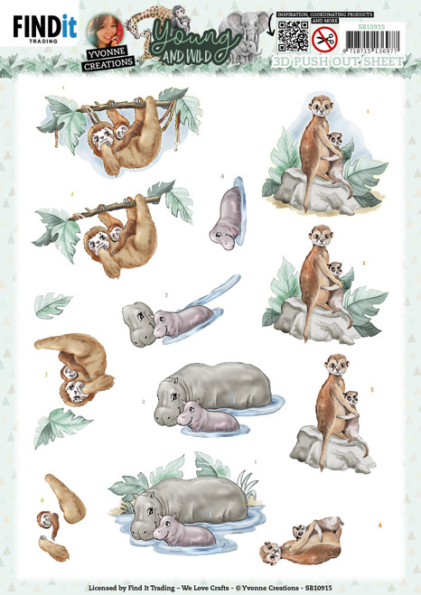 10 Pack - Find It Trading Yvonne Creations Punchout Sheet-Sloth, Young And Wild - 5A002322-1G63X - 8718715136977