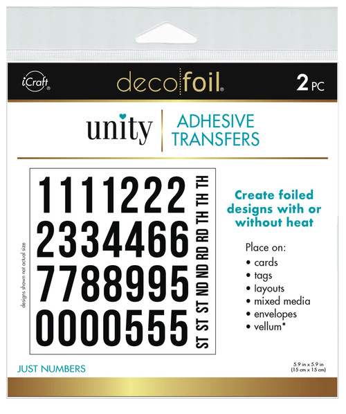Deco Foil Adhesive Transfer Sheets by Unity 5.9" x 5.9"-Just Numbers - 5A0022TH-1G5TX - 000943191186