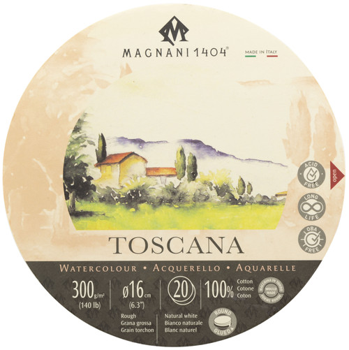 Magnani Aquarello Toscana Round Watercolor Block 6.3"-White 20 Sheets - 5A002BC7-1GDVQ - 8001348222729
