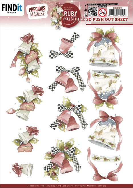 10 Pack - Find It Trading Precious Marieke Punchout Sheet-Ruby Bells, Ruby Christmas - 5A002FL4-1GH14 - 8718715139282