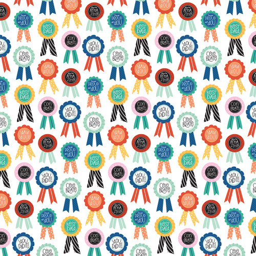 25 Pack - Hip Hip Hooray Double-Sided Cardstock 12"X12"-Celebrate Badges - 5A002H39-1GJN6