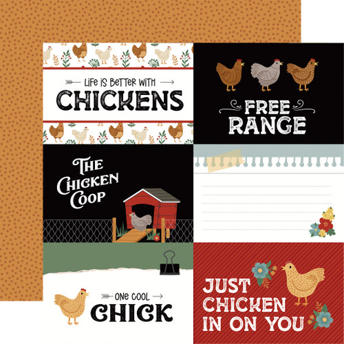 25 Pack - Chickens Double-Sided Cardstock 12"X12"-6"X4" Journaling Cards - 5A0030K9-1H22R - 810179811242