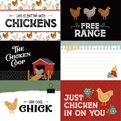 25 Pack - Chickens Double-Sided Cardstock 12"X12"-6"X4" Journaling Cards - 5A0030K9-1H22R
