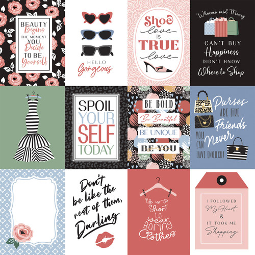 25 Pack - Fashion Double-Sided Cardstock 12"X12"-3X4 Journaling Cards - 5A0030BX-1H1WY