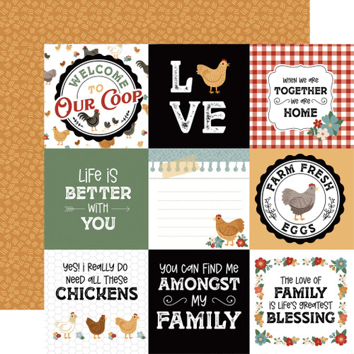 25 Pack - Chickens Double-Sided Cardstock 12"X12"-4"X4" Journaling Cards - 5A0030K9-1H20R - 810179811211