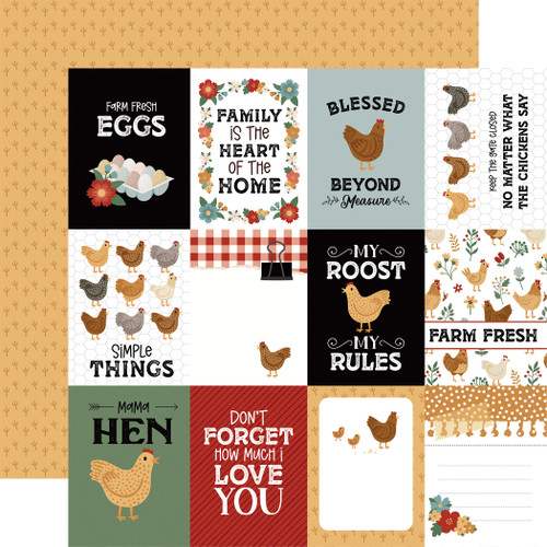 25 Pack - Chickens Double-Sided Cardstock 12"X12"-3"X4" Journaling Cards - 5A0030K9-1H237 - 810179811150