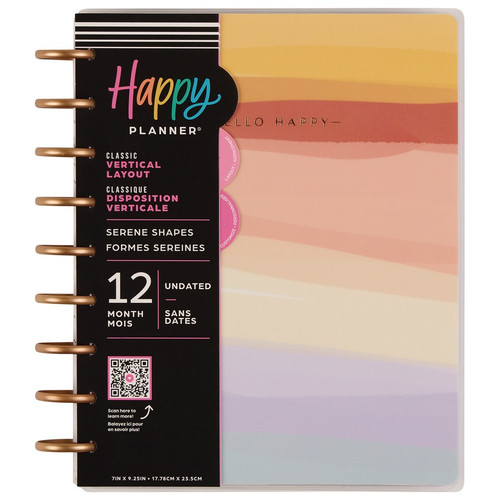 Happy Planner 12-Month Undated Classic Disc Bound Planner-Serene Shape - 5A002X2M-1GY1P - 673807710856