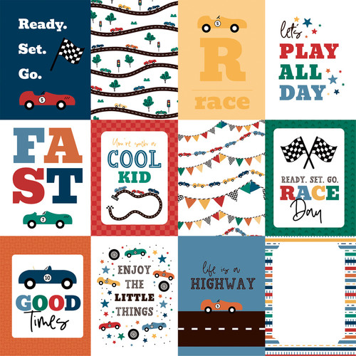 25 Pack - Vroom! Double-Sided Cardstock 12"X12"-3"X4" Journaling Cards - 5A0030K4-1H22G