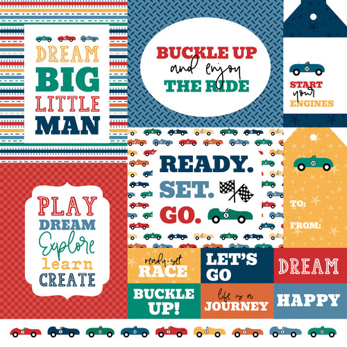 25 Pack - Vroom! Double-Sided Cardstock 12"X12"-Multi Journaling Cards - 5A0030K4-1H22J